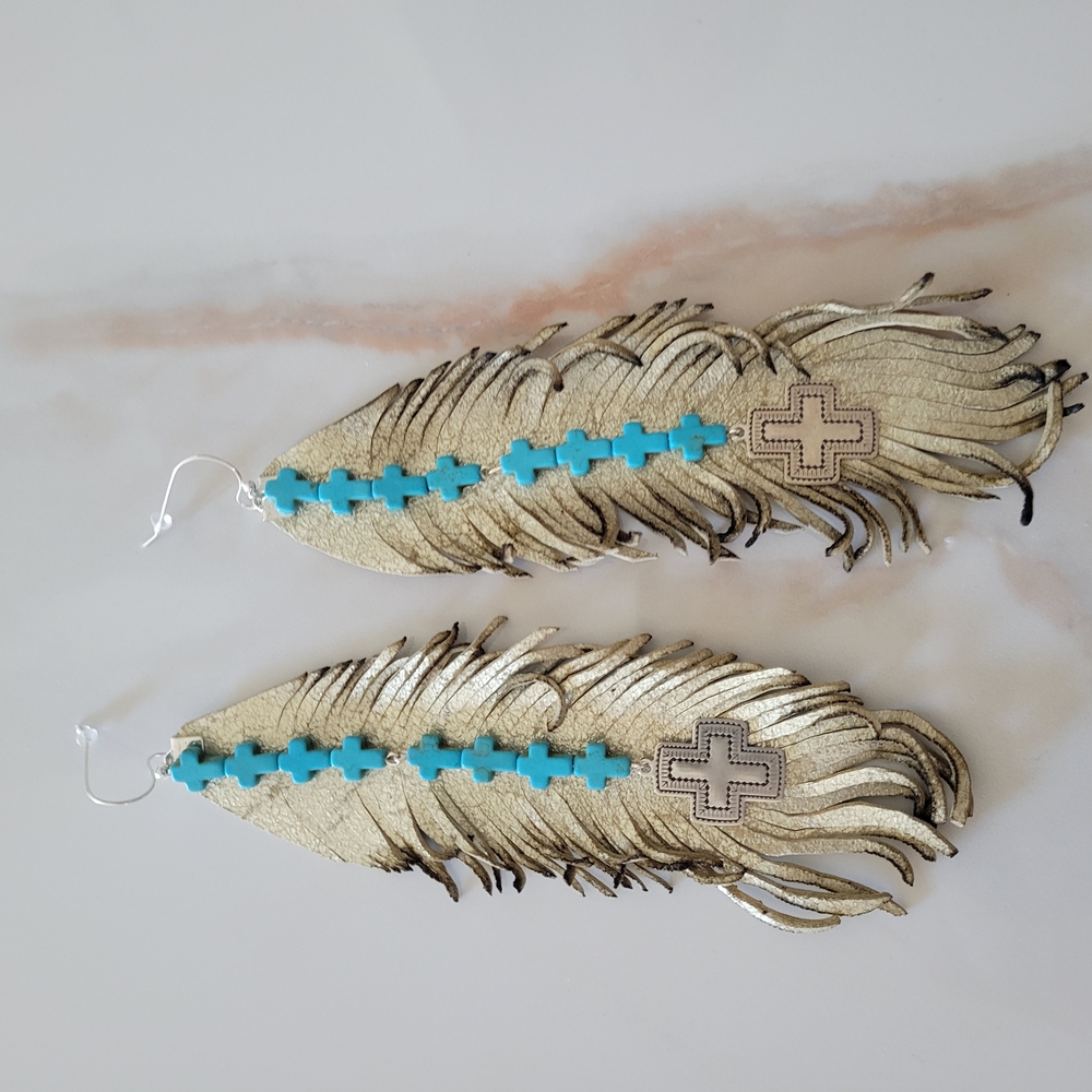 Handmade Feathered Earrings, One Of A Kind